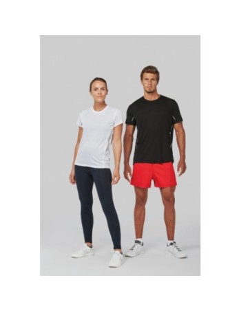 Camisa de deporte bimaterial manga corta hombre