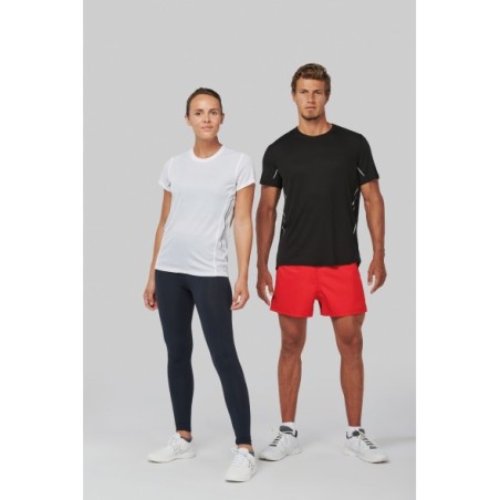 Camisa de deporte bimaterial manga corta hombre
