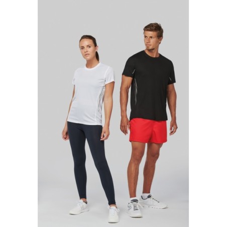 Camisa de deporte bimaterial manga corta hombre
