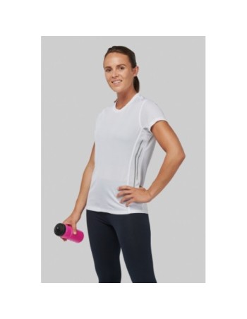 Camiseta de deporte bimaterial manga corta mujer