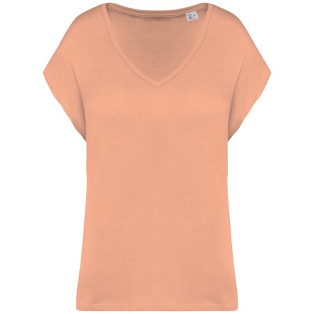 Eco-friendly ladies’ V-neck loose t-shirt