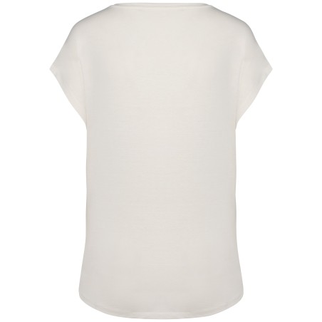 Camiseta ecorresponsable holgada con cuello de pico mujer