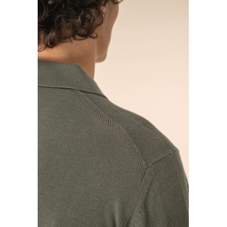 Eco-friendly men\\\'s knitted long sleeve polo shirt