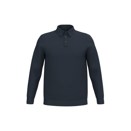 Eco-friendly men\\\'s knitted long sleeve polo shirt
