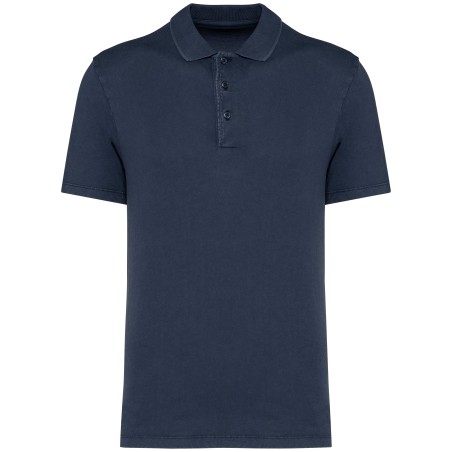 Eco-friendly men\\\'s washed effect jersey polo shirt
