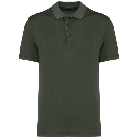 Eco-friendly men\\\'s washed effect jersey polo shirt