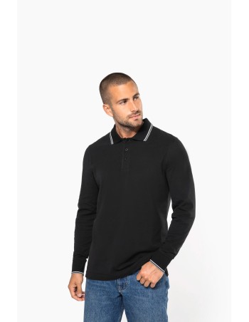 Polo piqué manga larga hombre