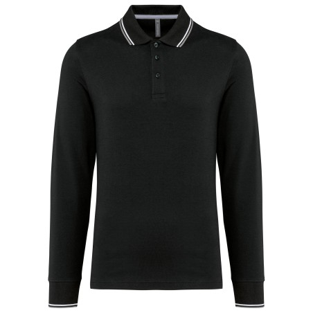 Polo piqué manga larga hombre