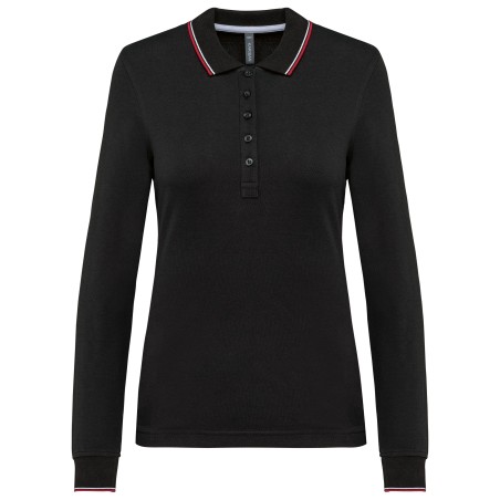 Polo piqué manga larga mujer