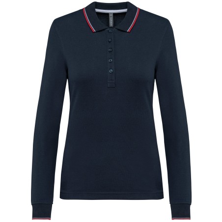 Polo piqué manga larga mujer