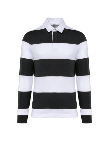 Unisex long-sleeved striped polo shirt 2