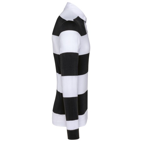 Unisex long-sleeved striped polo shirt
