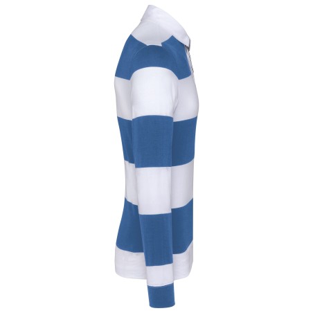 Unisex long-sleeved striped polo shirt