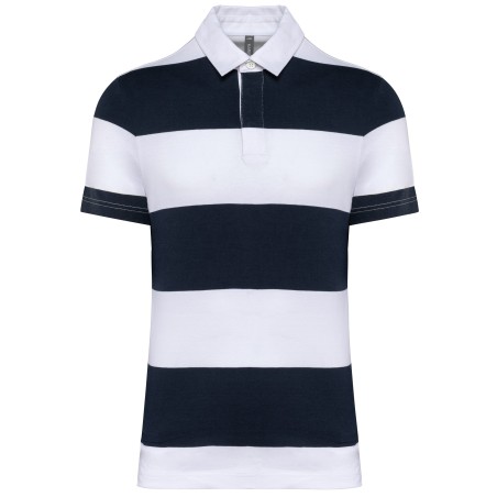 Unisex short-sleeved striped polo shirt