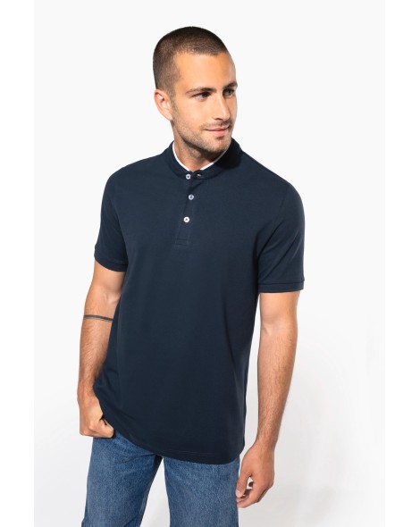 Men\\\'s short-sleeved polo shirt with Mandarin collar