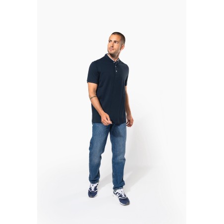 Men\\\'s short-sleeved polo shirt with Mandarin collar