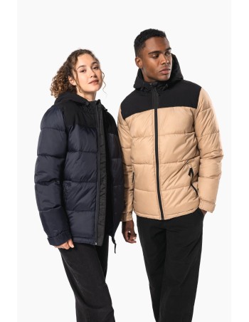 Unisex bi-tone padded jacket with hood