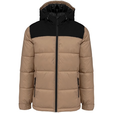 Parka acolchada bicolor con capucha unisex