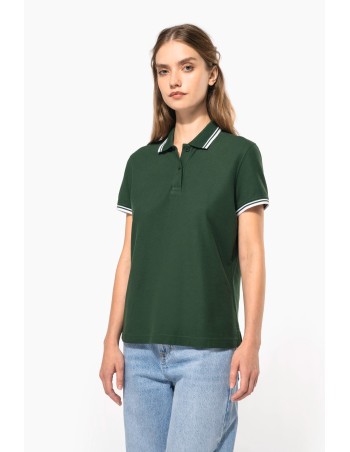 Ladie\\\'s short-sleeved poloshirt with contrasting piping