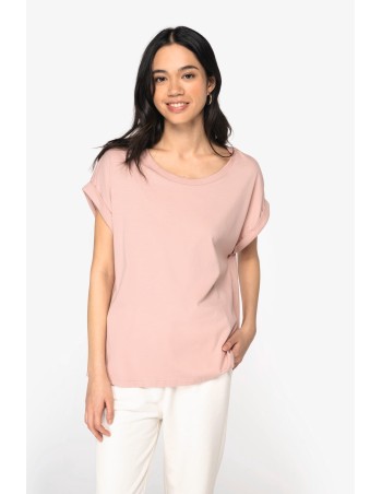 Eco-friendly ladies\\\' rolled-up sleeves t-shirt
