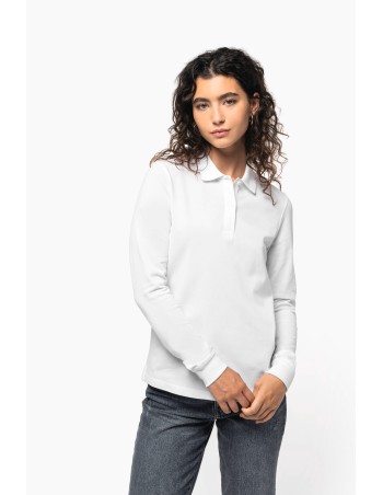 Polo de punto piqué manga larga Bio180 mujer