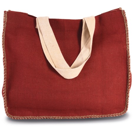 Bolsa de yute con costuras contrastadas