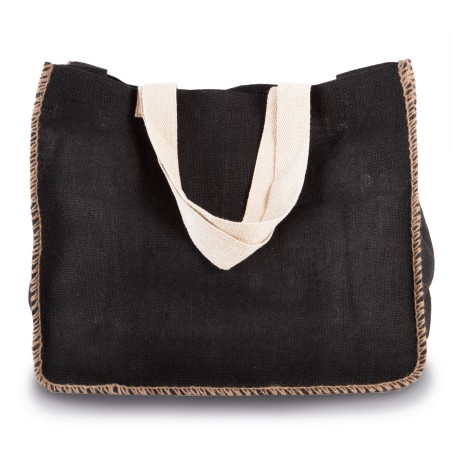 Bolsa de yute con costuras contrastadas
