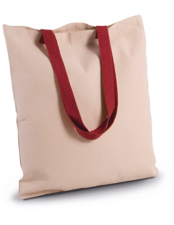 Flat canvas shopper with contrast handle 2