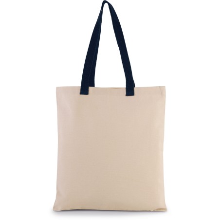 Bolsa shopper tejido canvas plana con asas contrastadas
