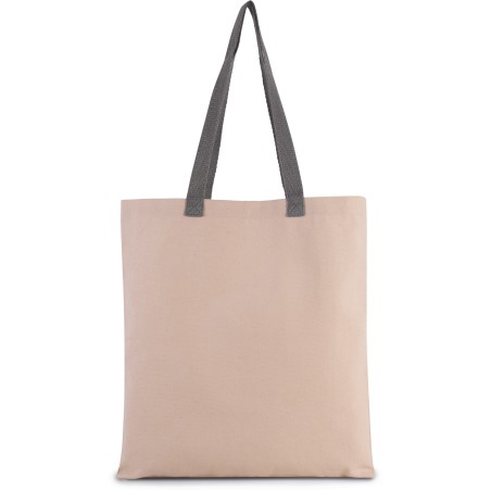 Bolsa shopper tejido canvas plana con asas contrastadas