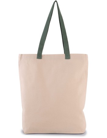 Bolsa shopper tejido canvas con fuelle y asas contrastadas