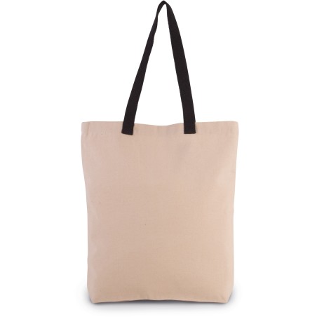Shopper bag with gusset and contrast colour handle