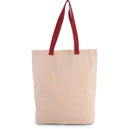 Bolsa shopper tejido canvas con fuelle y asas contrastadas