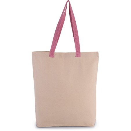 Bolsa shopper tejido canvas con fuelle y asas contrastadas