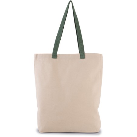Bolsa shopper tejido canvas con fuelle y asas contrastadas