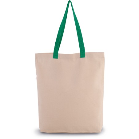 Bolsa shopper tejido canvas con fuelle y asas contrastadas