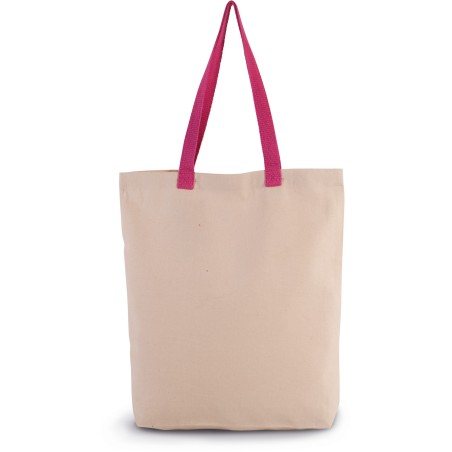 Shopper bag with gusset and contrast colour handle
