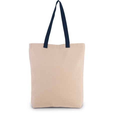 Shopper bag with gusset and contrast colour handle