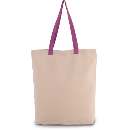Shopper bag with gusset and contrast colour handle