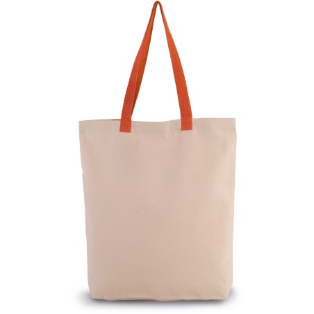 Bolsa shopper tejido canvas con fuelle y asas contrastadas