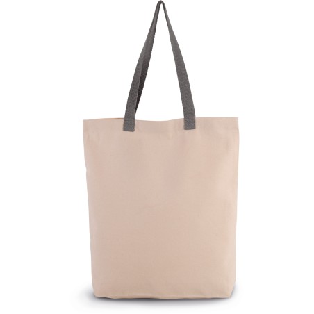 Shopper bag with gusset and contrast colour handle