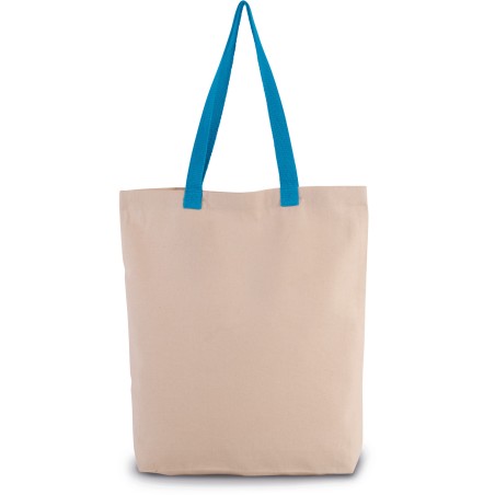 Bolsa shopper tejido canvas con fuelle y asas contrastadas