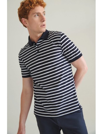 Striped jersey polo shirt