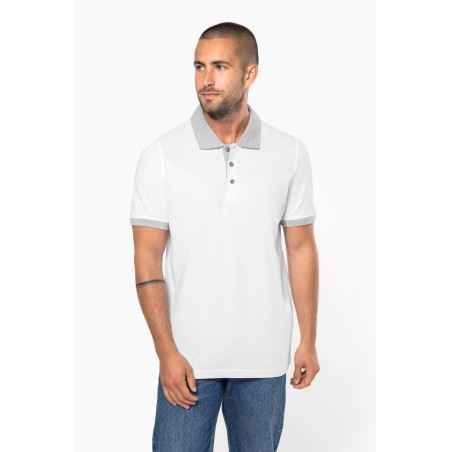 Polo piqué bicolor hombre