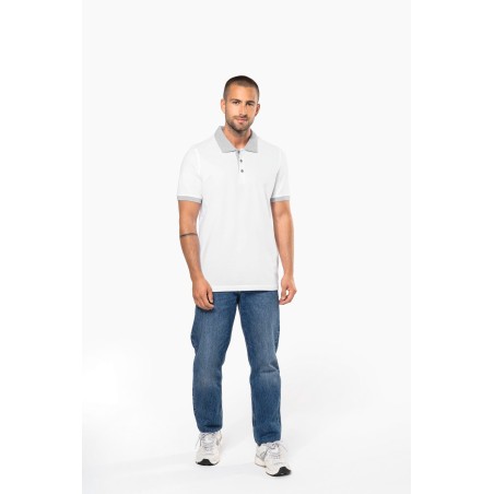 Polo piqué bicolor hombre