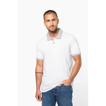 Polo piqué bicolor hombre