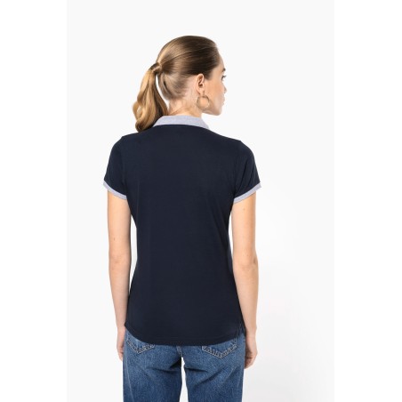 Polo piqué bicolor mujer
