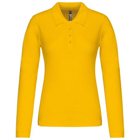 Polo piqué de manga larga de mujer