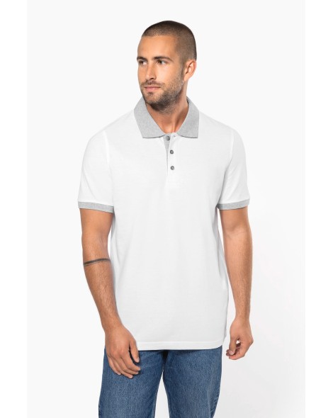Polo piqué bicolor hombre