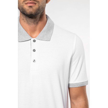 Polo piqué bicolor hombre